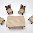 Masa cu 4 scaune lemn stejar scara 1:15 KIT